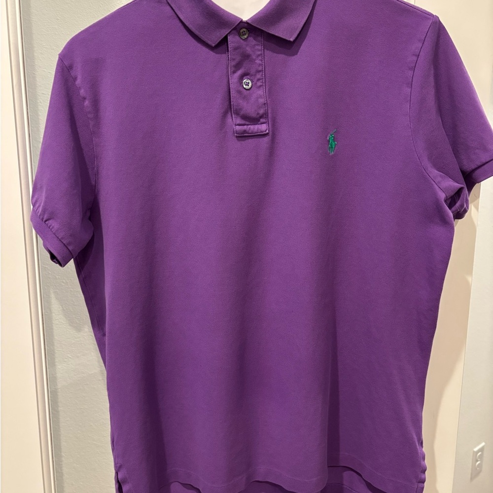 Purple Polo Shirt with Green Logo